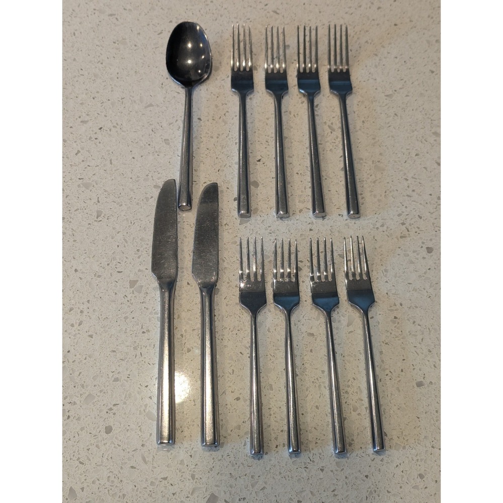 Hampton Silversmiths Stainless HSV10 Hexagon Handle - 11 Pc - knives forks spoon